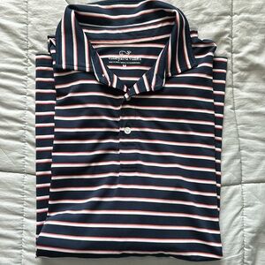 Vineyard Vines Men’s quarter zip men’s button up blue orange  white size medium